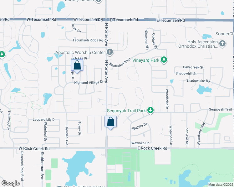 map of restaurants, bars, coffee shops, grocery stores, and more near 3016 Weymouth Way in Norman