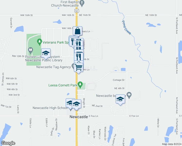 map of restaurants, bars, coffee shops, grocery stores, and more near 200 Naomi Lane in Newcastle