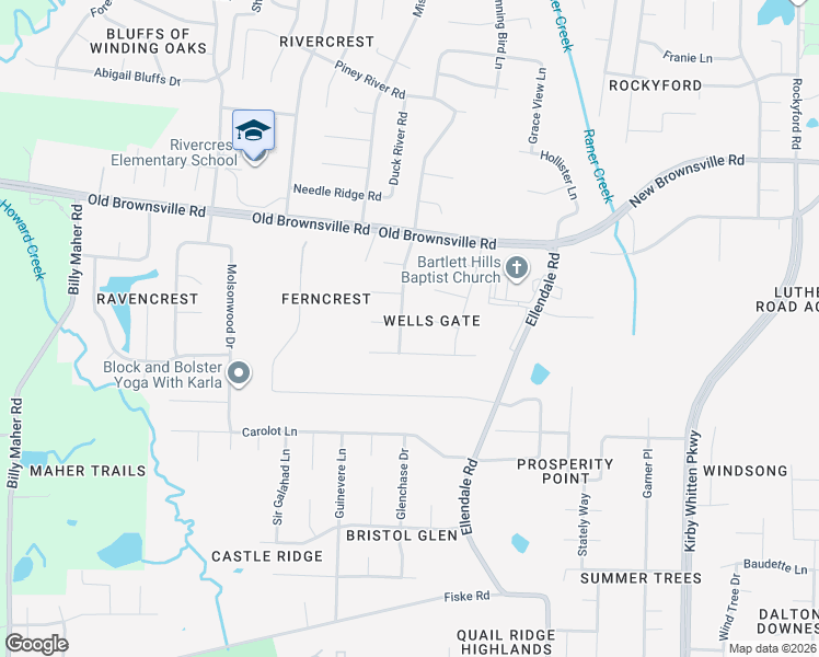 map of restaurants, bars, coffee shops, grocery stores, and more near 6450 Wells Grove Drive in Bartlett