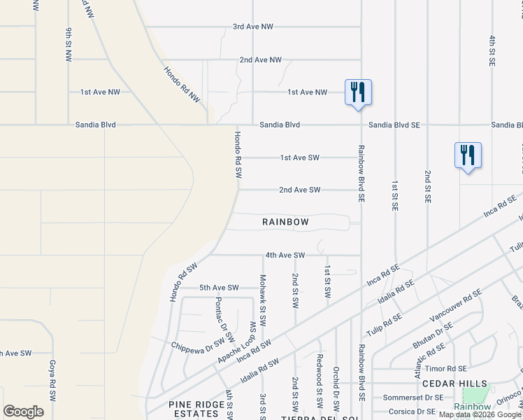 map of restaurants, bars, coffee shops, grocery stores, and more near 301 4th Avenue Southwest in Rio Rancho