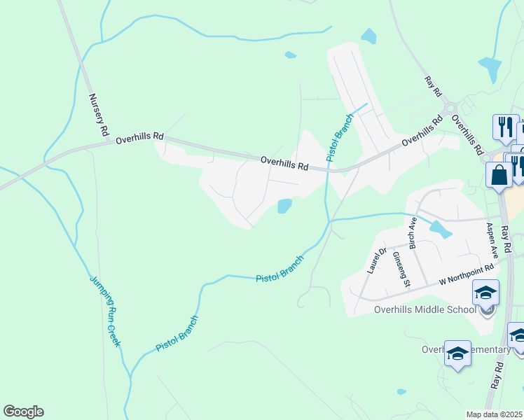 map of restaurants, bars, coffee shops, grocery stores, and more near Marthas Lane in Harnett County