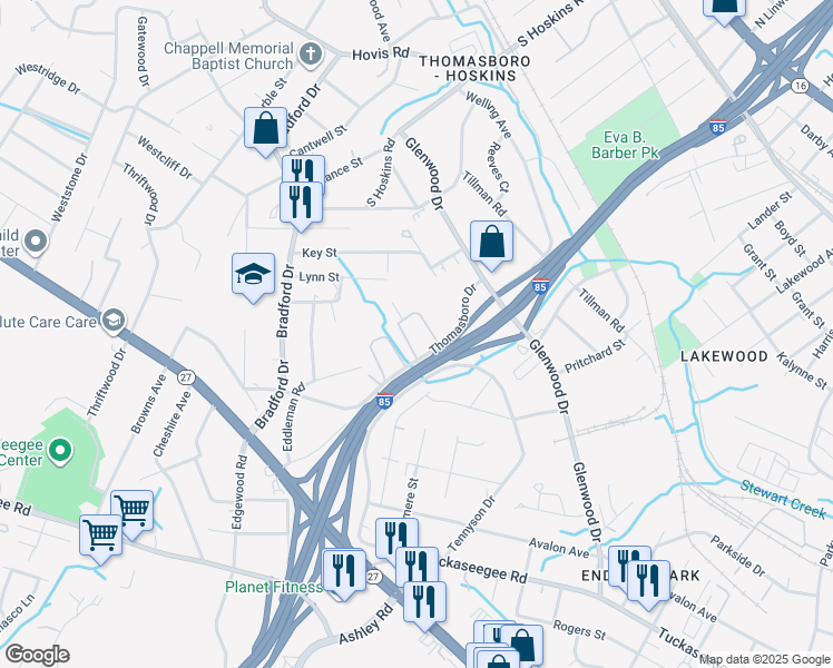 map of restaurants, bars, coffee shops, grocery stores, and more near 940 Thomasboro Drive in Charlotte
