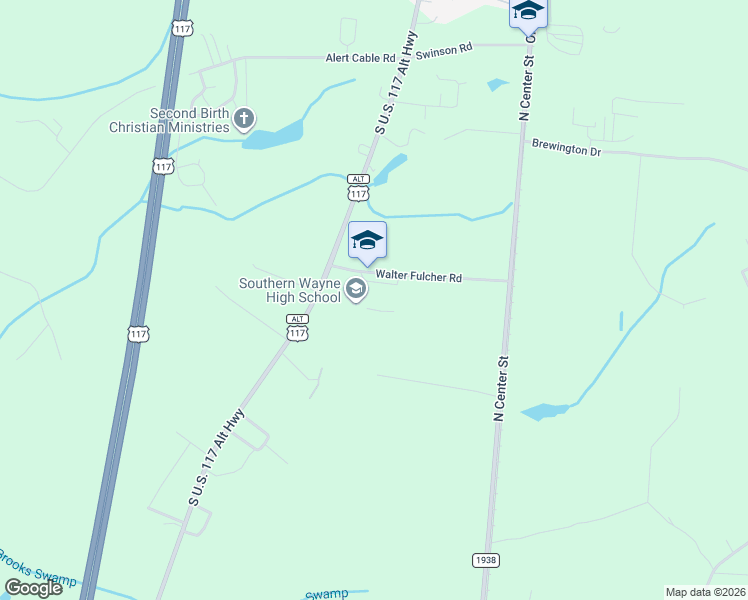 map of restaurants, bars, coffee shops, grocery stores, and more near 124 Walter Fulcher Rd in Wayne County