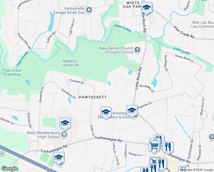 map of restaurants, bars, coffee shops, grocery stores, and more near 2207 Kendrick Drive in Charlotte