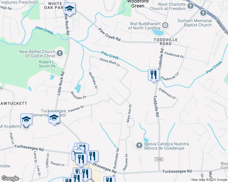 map of restaurants, bars, coffee shops, grocery stores, and more near 1920 Mary Ann Drive in Charlotte