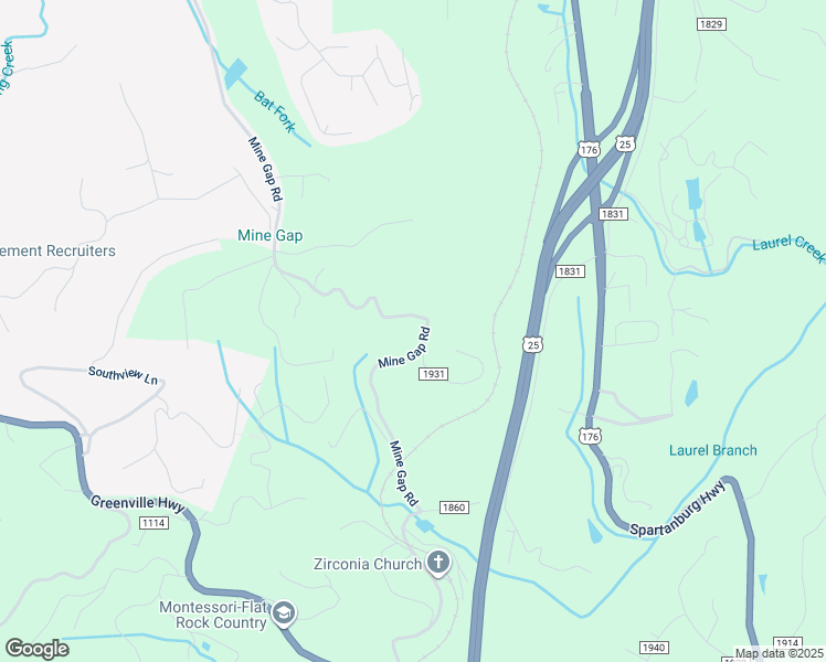 map of restaurants, bars, coffee shops, grocery stores, and more near 952 Mine Gap Road in Zirconia