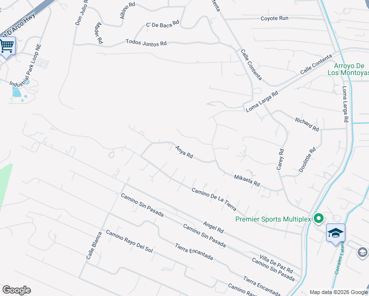 map of restaurants, bars, coffee shops, grocery stores, and more near 148 Anya Road in Corrales
