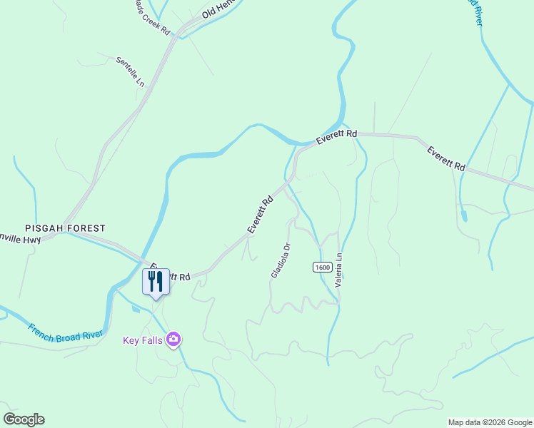 map of restaurants, bars, coffee shops, grocery stores, and more near 331-359 Everett Road in Pisgah Forest