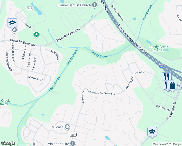 map of restaurants, bars, coffee shops, grocery stores, and more near in Charlotte