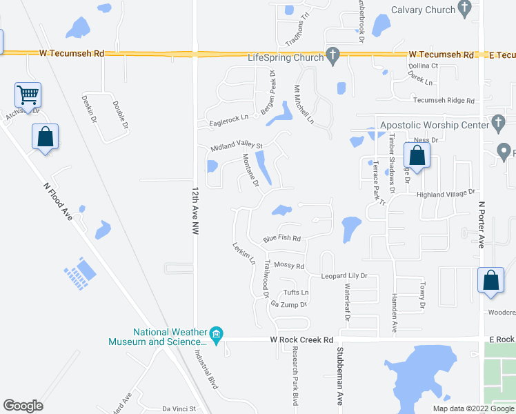 map of restaurants, bars, coffee shops, grocery stores, and more near 1009 Lerkim Lane in Norman