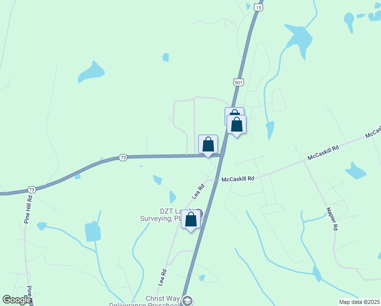 map of restaurants, bars, coffee shops, grocery stores, and more near 180 North Carolina 73 in Moore County