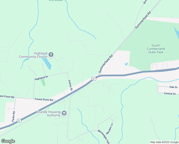 map of restaurants, bars, coffee shops, grocery stores, and more near 15 Summerfield Road in Monteagle