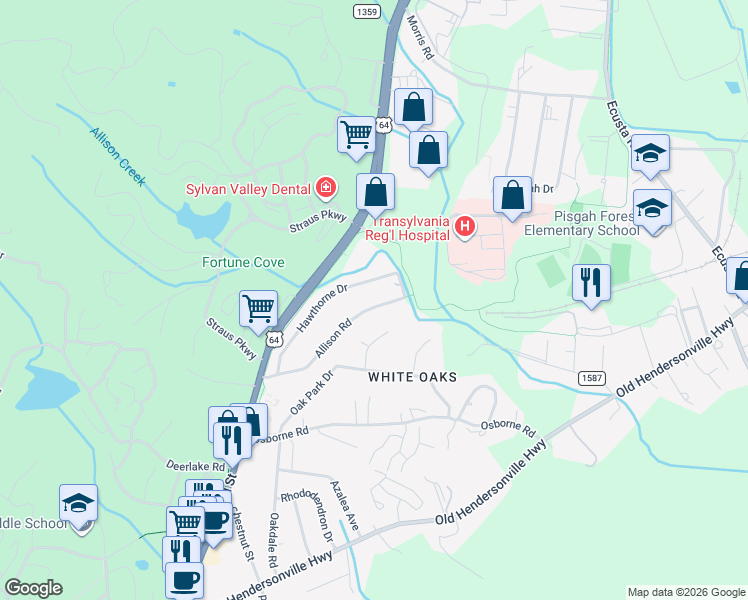 map of restaurants, bars, coffee shops, grocery stores, and more near 755 Atlantic Drive in Brevard