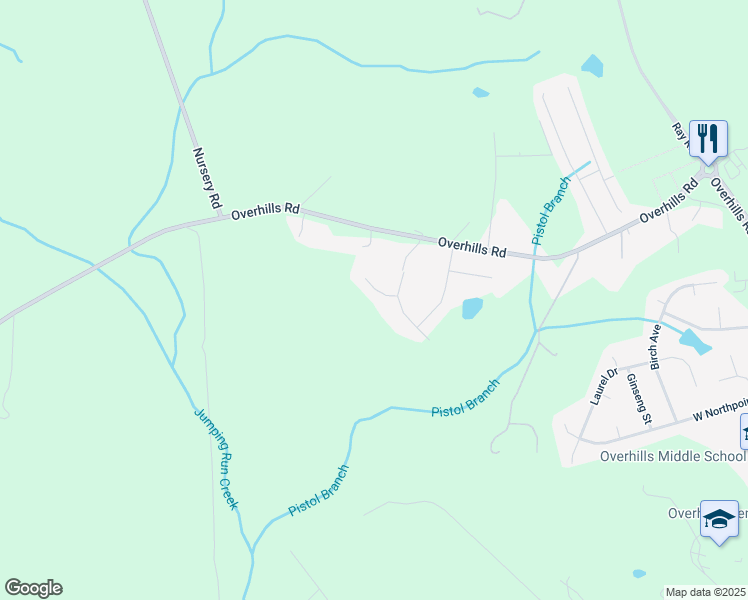 map of restaurants, bars, coffee shops, grocery stores, and more near 45 Crestview Place in Spring Lake