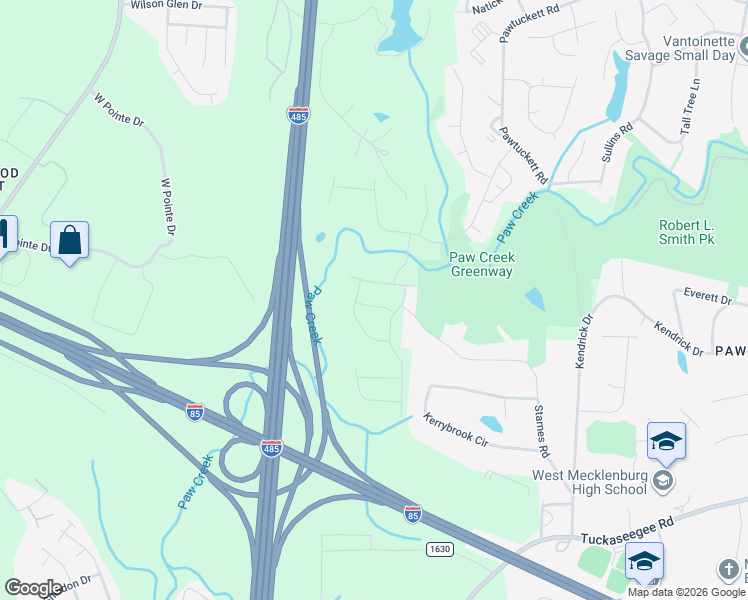 map of restaurants, bars, coffee shops, grocery stores, and more near 6031 Loy Court in Charlotte