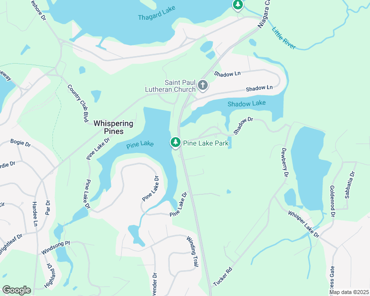 map of restaurants, bars, coffee shops, grocery stores, and more near 2 Shadow Drive in Whispering Pines