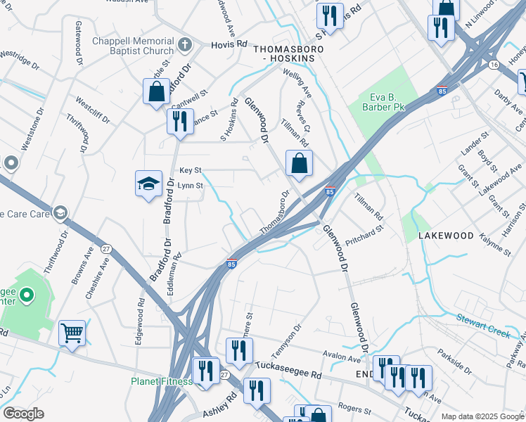 map of restaurants, bars, coffee shops, grocery stores, and more near 940 Thomasboro Dr in Charlotte
