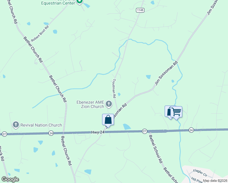 map of restaurants, bars, coffee shops, grocery stores, and more near State Road 1145 in Midland