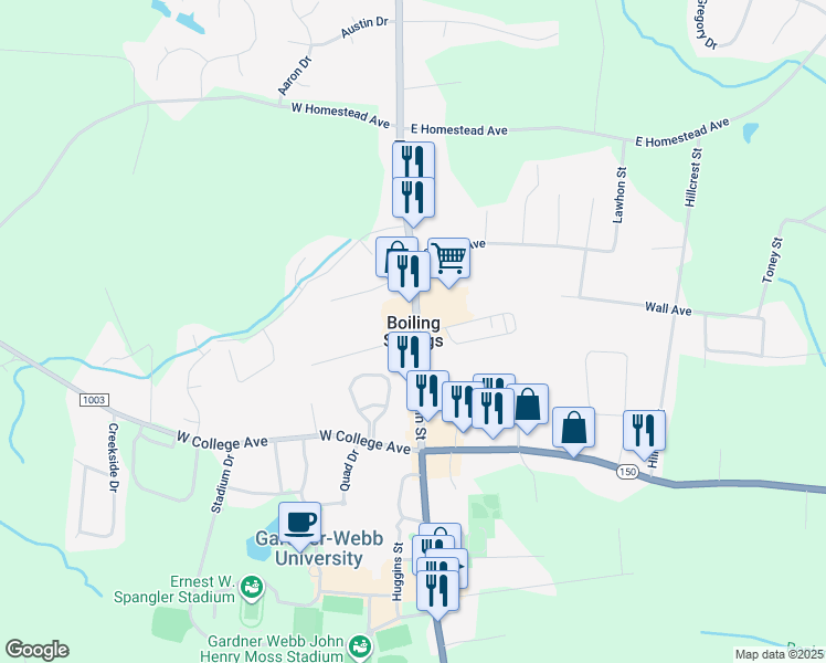 map of restaurants, bars, coffee shops, grocery stores, and more near in Boiling Springs