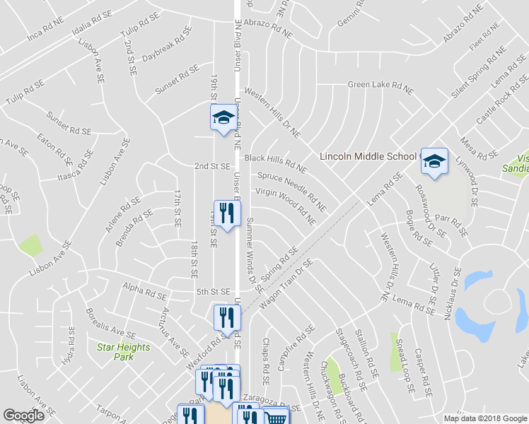 map of restaurants, bars, coffee shops, grocery stores, and more near 2010 Twisted Juniper Road Southeast in Rio Rancho