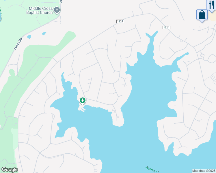 map of restaurants, bars, coffee shops, grocery stores, and more near 145 Shaw Drive in Seven Lakes