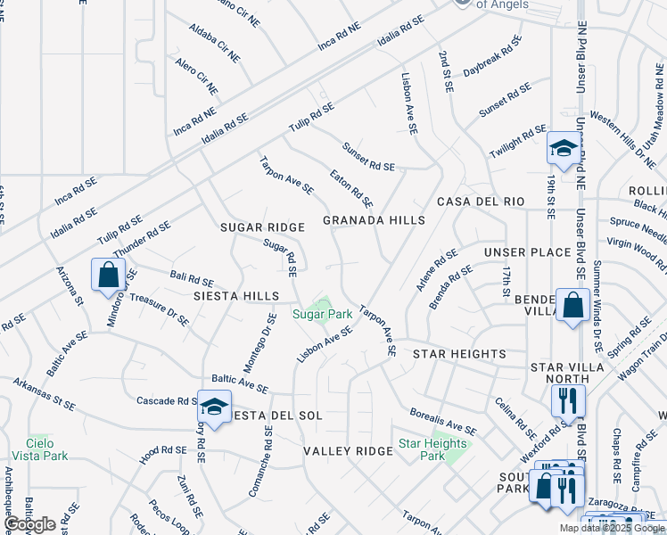 map of restaurants, bars, coffee shops, grocery stores, and more near 295 Tarpon Avenue Southeast in Rio Rancho
