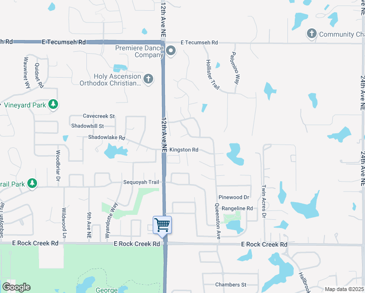 map of restaurants, bars, coffee shops, grocery stores, and more near 1255 Kingston Road in Norman