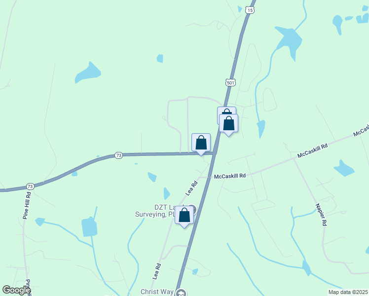 map of restaurants, bars, coffee shops, grocery stores, and more near 180 North Carolina 73 in Moore County