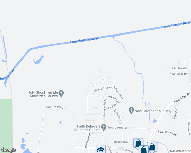 map of restaurants, bars, coffee shops, grocery stores, and more near 3292 Sandy Springs Drive in Memphis