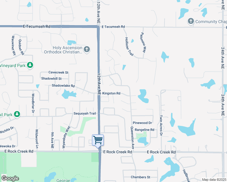 map of restaurants, bars, coffee shops, grocery stores, and more near 1255 Kingston Road in Norman