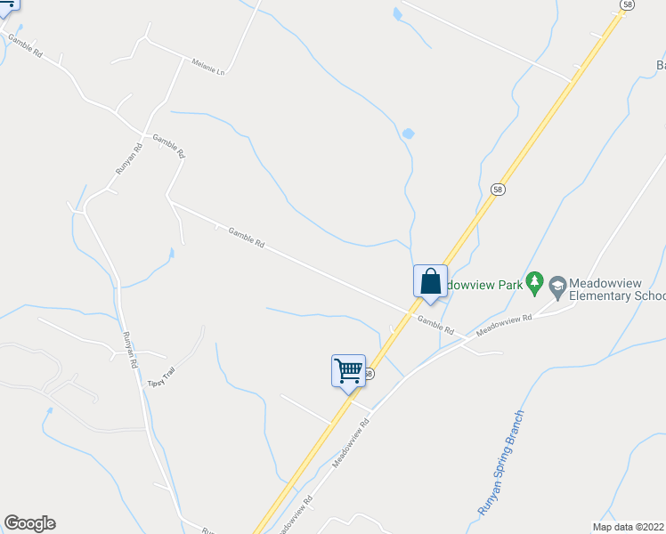 map of restaurants, bars, coffee shops, grocery stores, and more near 7633 Gamble Road in Georgetown