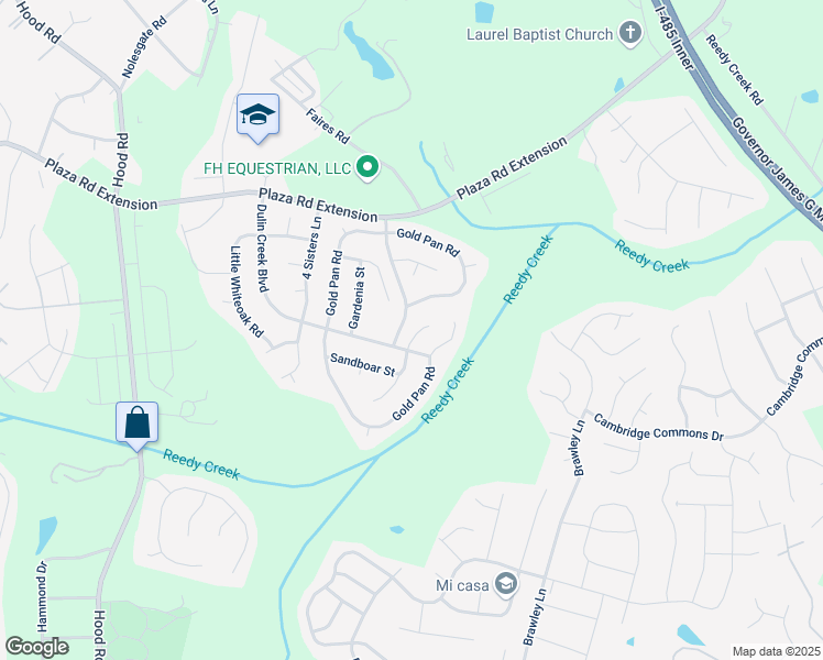 map of restaurants, bars, coffee shops, grocery stores, and more near 8331 Fox Swamp Road in Charlotte