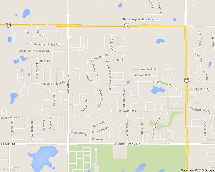 map of restaurants, bars, coffee shops, grocery stores, and more near 2924 Woodcrest Creek Drive in Norman