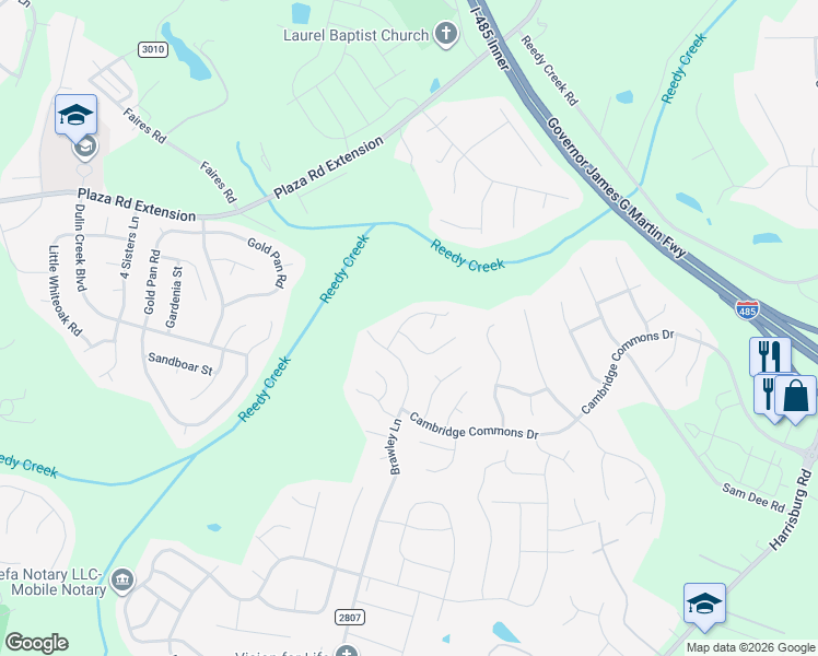 map of restaurants, bars, coffee shops, grocery stores, and more near in Charlotte