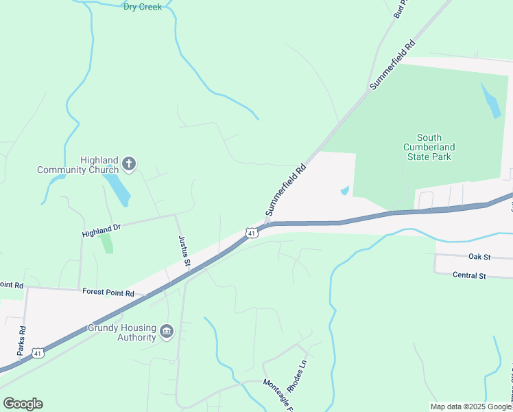 map of restaurants, bars, coffee shops, grocery stores, and more near 15 Summerfield Road in Monteagle