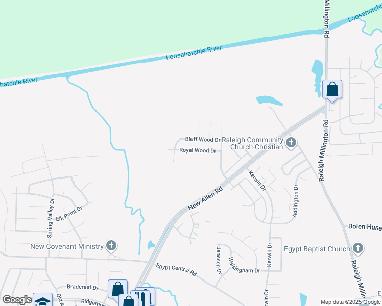 map of restaurants, bars, coffee shops, grocery stores, and more near 3675 Royal Wood Drive in Memphis