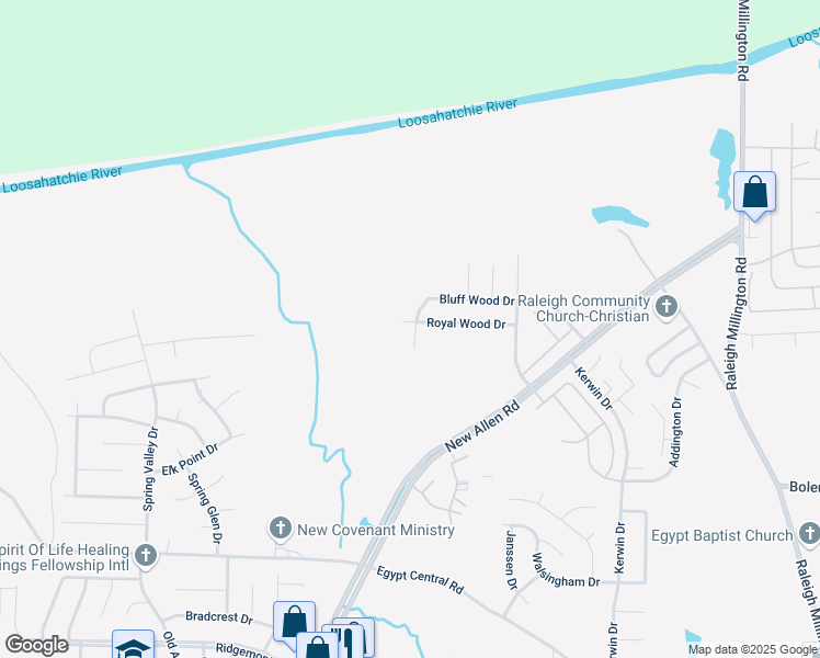 map of restaurants, bars, coffee shops, grocery stores, and more near 3621 Royal Wood Drive in Memphis