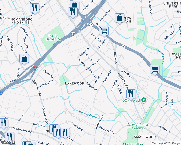 map of restaurants, bars, coffee shops, grocery stores, and more near 302 Jones Street in Charlotte