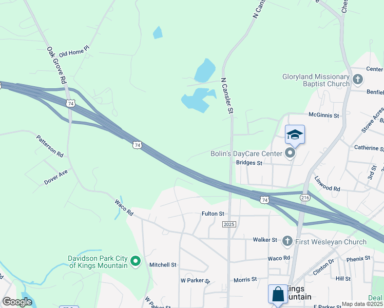 map of restaurants, bars, coffee shops, grocery stores, and more near 905 Sterling Drive in Kings Mountain