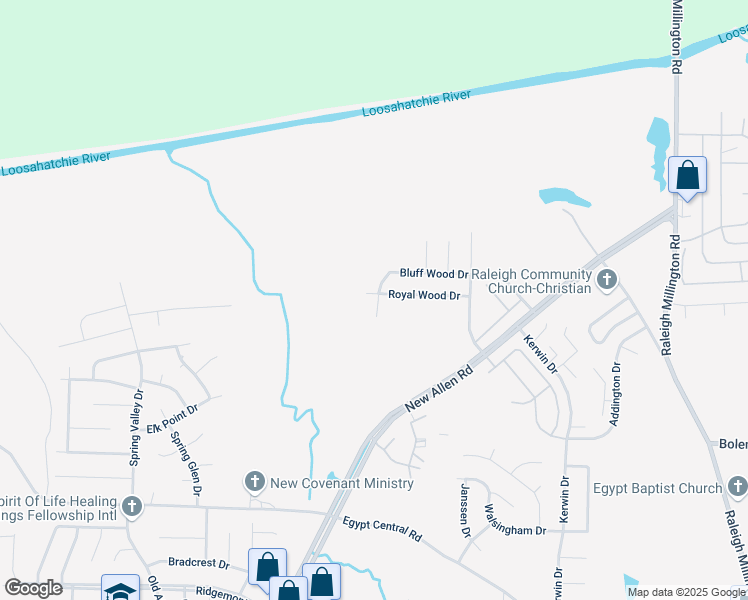 map of restaurants, bars, coffee shops, grocery stores, and more near 3621 Royal Wood Drive in Memphis