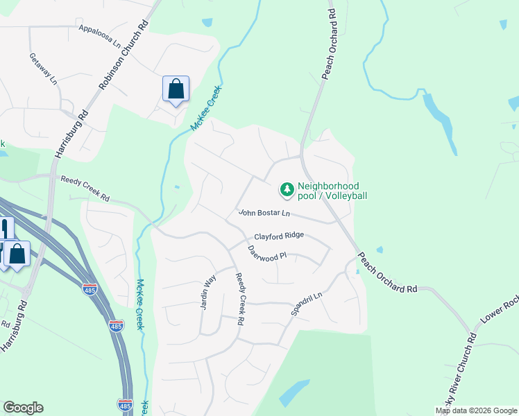 map of restaurants, bars, coffee shops, grocery stores, and more near 13003 John Bostar Lane in Charlotte
