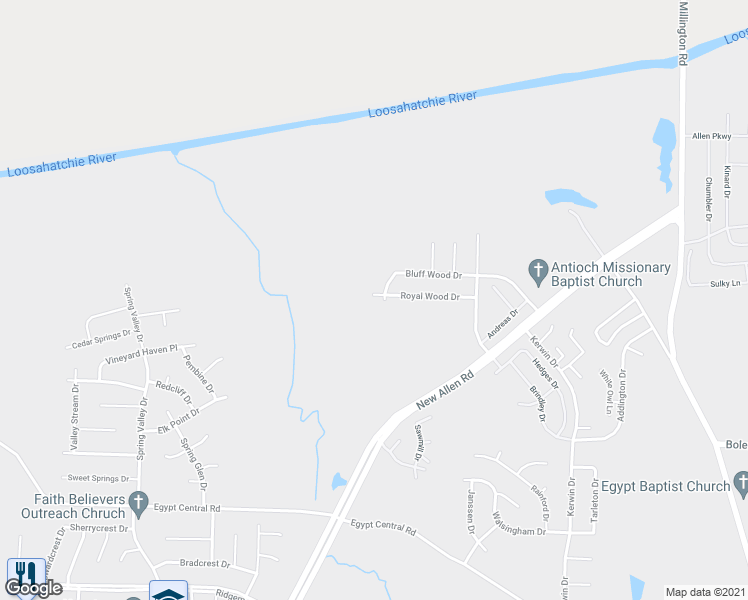 map of restaurants, bars, coffee shops, grocery stores, and more near 3621 Royal Wood Drive in Memphis