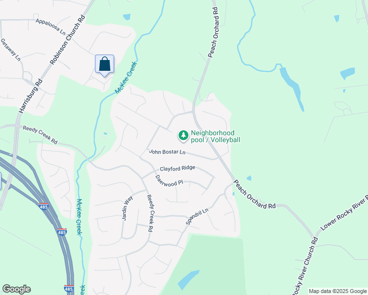 map of restaurants, bars, coffee shops, grocery stores, and more near 3600 John Bostar Lane in Charlotte