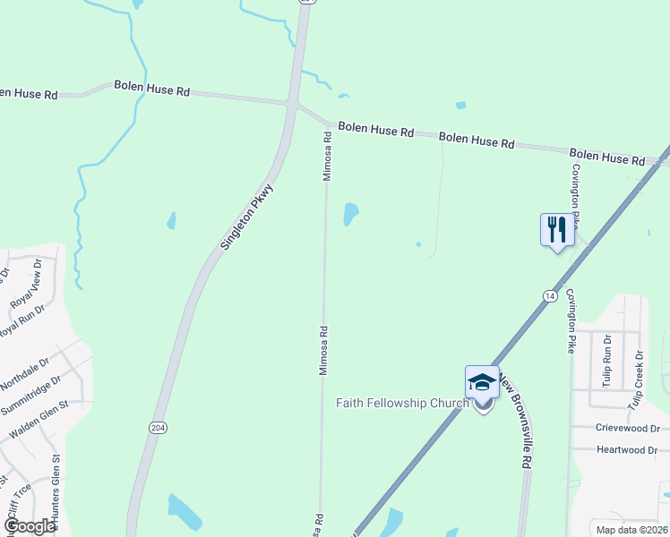map of restaurants, bars, coffee shops, grocery stores, and more near 4726 Mimosa Road in Memphis