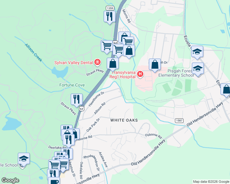 map of restaurants, bars, coffee shops, grocery stores, and more near 755 Atlantic Drive in Brevard
