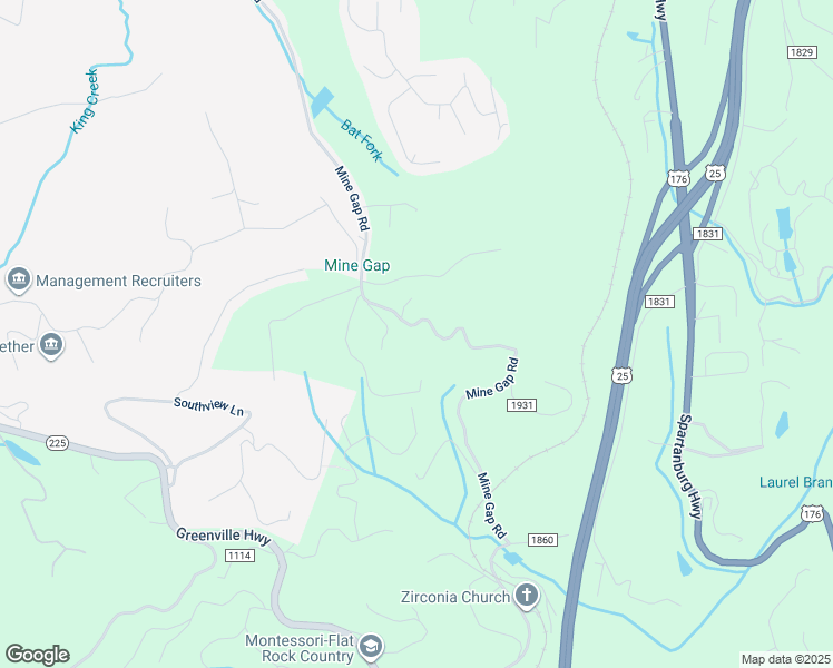 map of restaurants, bars, coffee shops, grocery stores, and more near 643 Mine Gap Road in Zirconia