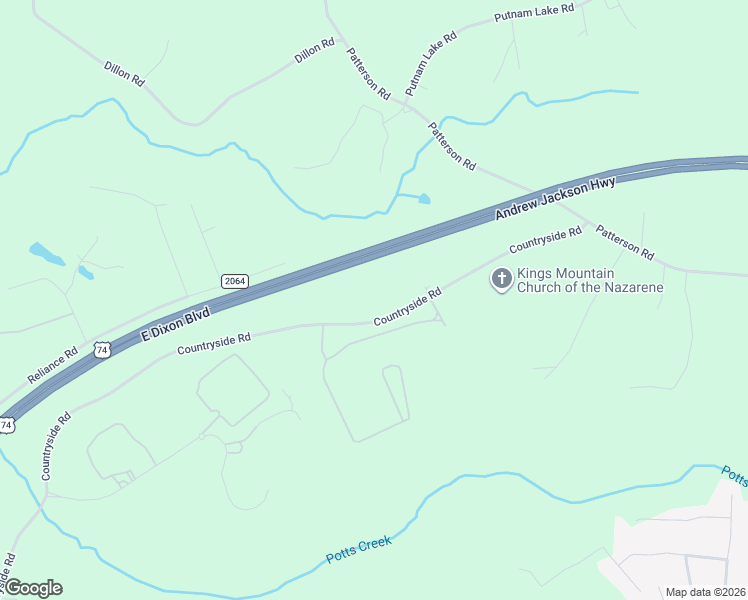 map of restaurants, bars, coffee shops, grocery stores, and more near 158 Countryside Road in Kings Mountain