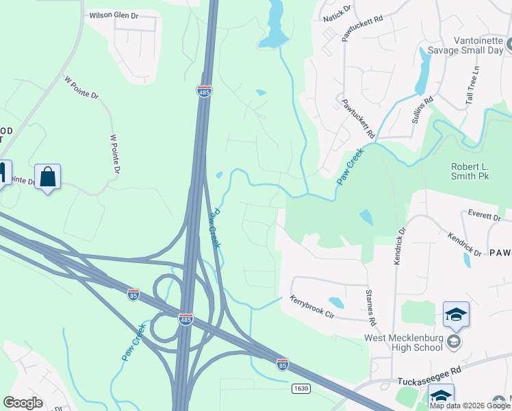 map of restaurants, bars, coffee shops, grocery stores, and more near 6031 Loy Court in Charlotte