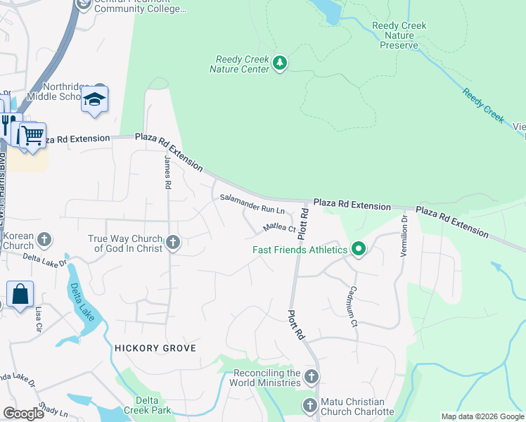 map of restaurants, bars, coffee shops, grocery stores, and more near in Charlotte