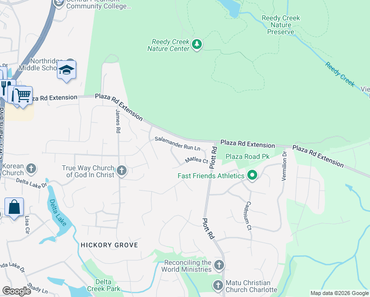 map of restaurants, bars, coffee shops, grocery stores, and more near in Charlotte